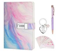 drado A5 Diario con código niñas, Cuaderno Secreto con candado, Regalo de escolarización comienzo escolar, con bolígrafo de metal, Index Adhesivos, llaveros