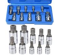Drado Juego de 10 Pezzi Llaves de Vaso Con Puntas Multidientes xzn, M4 / M5 / M6 / M8 / M9 / M10 / M12 / M14 / M16 / M18, Conjunto de Selección de Los 10 Tamaños Más Utilizados