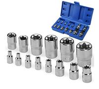 Drado Juego de 14 llaves Torx E4-E24 hembra en carril de 1/4 "1/2" 3/8" E-Type tuercas de inserción