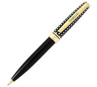 DRAEGER PARIS 1886 - Bolígrafo retráctil Black & Gold - Clip con mensaje Isabelle - Diseño negro con lunares blancos - Caja de diseño con mensaje entusiasta y intuitiva