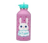 DRAEGER PARIS 1886 - Botella Infantil de Acero Inoxidable con Mensajes Personalizados - Diseño de Animales Adorables - 300ml - Fácil de Usar y Limpiar - Ideal para Escuela y Actividades - Je t'aime