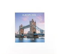 Draeger Paris 1886 - Calendario de pared grande 28 x 29 cm 2026 - Tema Europa - 12 meses - Papel FSC - ilustraciones desmontables