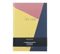 DRAEGER PARIS 1886 - Cuaderno de notas (A5, a rayas, 3 unidades), color azul, rosa y amarillo (44002077)
