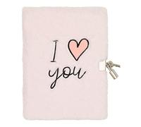 DRAEGER PARIS 1886 - Diario íntimo de peluche I Love You con candado, cierre seguro y cobertura suave de piel sintética - Ideal para escribir secretos o pensamientos - 14x5x19 cm - Incluye 2 llaves