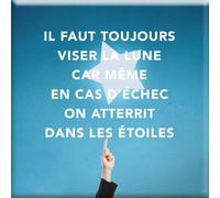 Draeger Paris 1886 - Imán con imán para visar la Luna - Decoración inspiradora Nevera y Mesa - Dimensiones 6,5 x 6,5 cm - Regalo de motivación y positividad - Recordatorio de Vivir pleno y Nunca