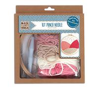 DRAEGER PARIS 1886 Kit de Arranque Punch Needle, Plástico, Lana Rosa y Beige, Taille du pack : 20x23x4cm