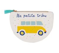 Draeger Paris - Monedero Ma Petite Tribu, 100% algodón, con Cremallera y Borla, 12 x 9,5 cm