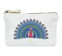 DRAEGER Paris 1886 - Neceser Pavo Real 21x12 cm - Bolsa Algodón con Cierre Cremallera - Diseño Original para Regalo - Ideal para Uso Diario y Familiar