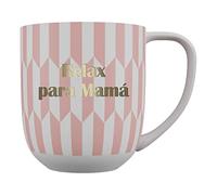 DRAEGER PARIS 1886 - Taza Cerámica 320ml Mensaje Gold Beautiful mamá - Diseño Chic Azul/Rosa con Acabado Geométrico - No apta para Microondas, Apta para Lavavajillas - Presentación en Caja Elegante