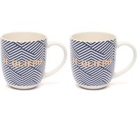 DRAEGER PARIS 1886 - Taza Cerámica Chic con Mensaje Te Quiero, Diseño Geométrico Azul/Rosa, 320ml, Apta para Lavavajillas, Decoración Elegante, Caja de Regalo con Acabado en Oro Caliente