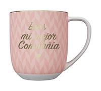 DRAEGER PARIS 1886 - Taza Cerámica Elegante Eres mi Mejor Compañía - Diseño Chic en Azul o Rosa - 320 ml - Apta para Lavavajillas - Mensaje en Oro Caliente - Ideal para Decoración