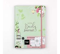 DRAEGER PARIS 1886 TOGA BY My Daily Journal Bullet Journal - Cuaderno A5 Verde con Motivos Florales Japoneses - 192 Páginas, 100g/m², 15x21 cm - Verde y rosa