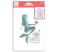 DraEGER Paris 1886 - Transferencia textil (15 x 21 cm), diseño de sirena irisada, multicolor