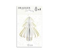 Draeger Paris - Bola de Papel - Árbol Blanco - Acabados con Purpurina Dorada - Decoración navideña - 8 x 14 cm -
