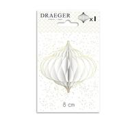 Draeger Paris - Bola de Papel Blanco - Nido de Abeja - Acabados con Purpurina Dorada - Decoración navideña - 8 x 14 cm -