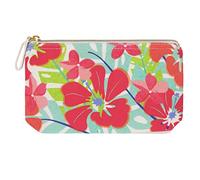 Draeger Paris - Bolsa de algodón Estampada Colorida - Organizador de Bolso/Bolsa de Belleza - Flores Tropicales Hibiscus - 21 x 12 cm