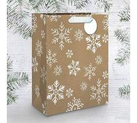 Draeger Paris - Bolsa de regalo grande con copos blancos sobre fondo GR