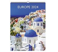 Draeger Paris | Calendario de pared decorativo Europa 2024 para colgar 29 x 39 cm | 16 meses de septiembre a 23 a dic 24 | 7 idiomas | Calendario de oficina, hogar, mensual | Decoración, organización
