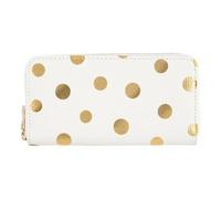 Draeger Paris - Cartera Grande para Mujer, Lunares Dorados, Color Blanco, Blanco, 18,5 x 10 x 2,5 cm