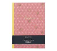 Draeger Paris - Cuaderno de notas (A5, a rayas, 3 unidades), color rosa y verde