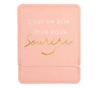 DRAEGER Paris | Espejo de bolsillo es un buen día para sonreír con estuche rosa | Espejo cuadrado maquillaje para llevar a cualquier lugar | Ideal para el hogar y los viajes | 9 x 7 cm | Regalo personalizado de cumpleaños, Navidad