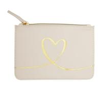 Draeger Paris - Funda con diseño de corazón dorado, beige, 20x13cm, Funda con diseño de corazón dorado