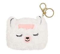 DRAEGER Paris | Monedero Blanco Peluche Lama Animales Lindos para niño | Portafolios con Llavero, Idea de Regalo para niña y Mujer Adulta, Blanco, 12x9cm, Monedero