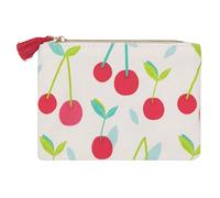 Draeger Paris - Monedero Estampado Cerezas 100% algodón, con Cremallera y Pompon, 12 x 9,5 cm