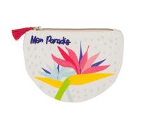 Draeger Paris - Monedero Estampado de Flores exóticas, 100% algodón, con Cremallera y Borla, 12 x 9,5 cm