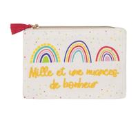 Draeger Paris - Monedero Mille et UNE nuances de Bonheur, 100% algodón, con Cremallera y Borla, 12 x 9,5 cm