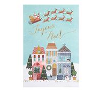 DRAEGER PARIS | Tarjeta de felicitación "Feliz Navidad" | Village de Navidad | Fiesta de Fin de Año | Acabados en oro caliente | 12 x 17 cm | Made in England | Sobre incluido | Papel FSC®