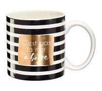 DRAEGER PARIS - Taza de porcelana fina Black & Gold "No es el mar para beber" | Taza de humor para regalar a tus colegas, seres queridos, amigos | Taza de café con caja de regalo