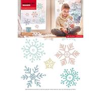 Draeger - Pegatinas para Ventanas - Pegatinas Decorativas para iluminar Tus Ventanas - Pegatinas de Navidad de Polipropileno (Estrellas de Nieve)