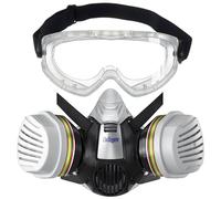 Dräger X-plore 3300 máscara de protección: semimáscara + gafas de seguridad X-pect 4400 claras con filtros A1B1E1K1 Hg P3, protección gases, vapores y partículas, laboratorio e industria, talla L