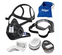 Dräger X-plore 3500 Kit de Respiración para Incendios Forestales: Máscara de Media Cara + Filtros ABEK1Hg-P3, Protección contra Humo y Cenizas de Incendios Forestales, Talla M
