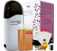 Draezzo - Cera Depilatoria Roll On Kit. Calentador Cera Roll On + 2 Cartuchos Roll On Cera Depilatoria + 100 Bandas Depilatorias. Descubre los beneficios del argán. Luxe RollOn