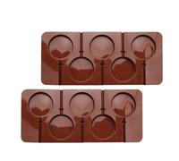 DRAFIDEEP 2 Piezas Molde de Silicona para Piruletas Redondo, Molde de Chocolate Redondo, Marrón, Apto para Microondas, Horno y Lavavajillas, Fácil de Limpiar, para Caramelos y Piruletas,
