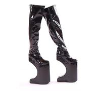 Drag Queen - Tacones altos por encima de la rodilla con media luna, color negro o rojo, Negro , 44 EU