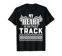 Drag Racing Corazón en Pista Bandera a Cuadros Racer Soul Life Camiseta