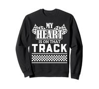Drag Racing Corazón en Pista Bandera a Cuadros Racer Soul Life Sudadera