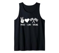 Drag Racing Peace Love - Bandera a Cuadros Estilo automovilístico Camiseta sin Mangas