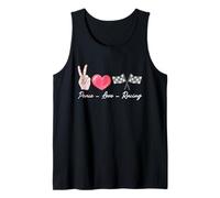 Drag Racing Peace Love - Bandera a Cuadros Estilo automovilístico Camiseta sin Mangas