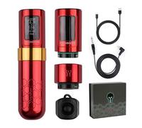 Dragoart Pistola de tatuaje de 3 V-12 V, 2 baterías de 3000 mAh, motor sin escobillas, pantalla a color TFT, máquina rotativa de tatuaje profesional, cartuchos de pistola de tatuaje, adaptador RCA,