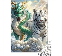 Dragón 1000 Piezas Papel Dragón & Tiger Puzzle para Adultos Adultos Desafiante Y Divertido Horas De Entretenimiento Garantizadas Ocio En Casa 38x26cm/1000pcs