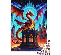 Dragón 1000 Piezas Papel Durable Red City Dragón Puzzle para Adultos Adultos Portátil Noche De Juegos En Familia Rompecabezas Atractivo 38x26cm/1000pcs