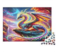 Dragon 1000Pc Puzzle for Adults Red Blue Dragon in Space for The Whole Family Women, Gifts for Men 70x50cm 1000pcs