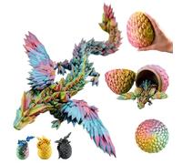 Dragón 3D con alas en el huevo, figura de dragón de 23 cm con huevo de 12 cm | Dragón sorpresa rojo, amarillo y verde, juguete de fantasía móvil y figura coleccionable para niños | Idea de regalo