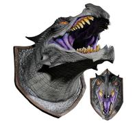 Dragón 3D montado en la pared | Escultura de cabeza de dragón 3D ahumada LED,Escultura de dragón espectral con ojos brillantes LED, decoración de habitaciones para el hogar, oficinas, decoración de