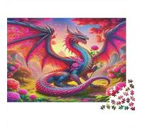 Dragon Adult Jigsaws for Decompression Pink Dragon in Cherry Blossoms Educational Game Challenge Wall Decoration 38x26cm 1000pcs