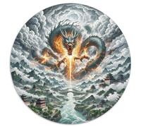 dragón Adultos-Niños Rompecabezas Redondo 1000p Wildtiere Circular Puzzle Niños: Familia Juego Impossible Habilidad Familiar 1000pcs (67.5x67.5cm)